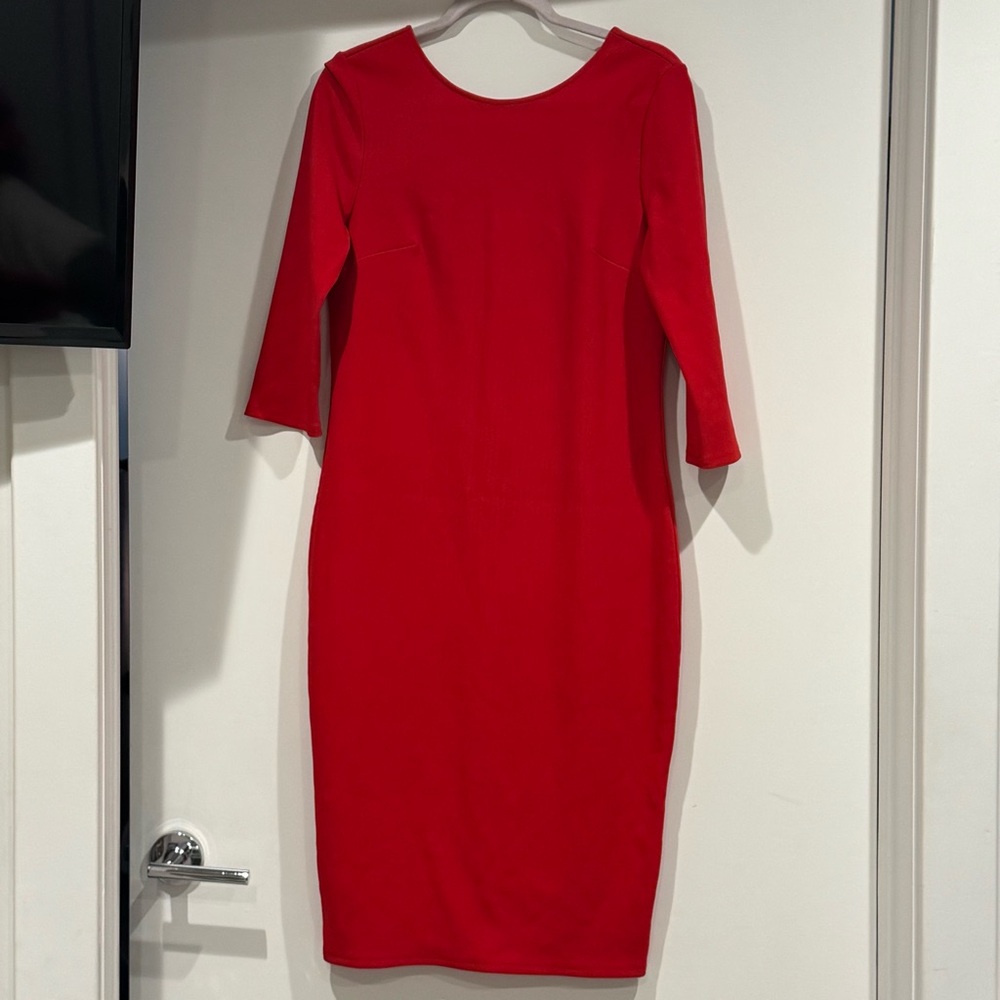 Express Vibrant Red Long Sleeve Dress